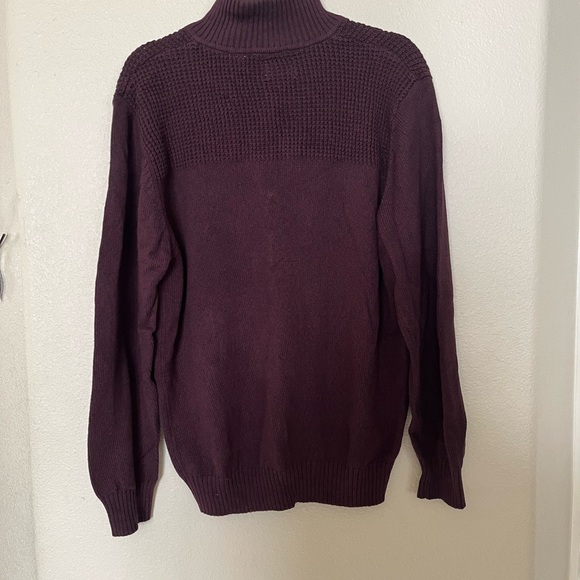 HAGGAR Clothing 100% Cotton Zip Neck Type Burgundy Sweater Men’s Large - Picture 2 of 6
